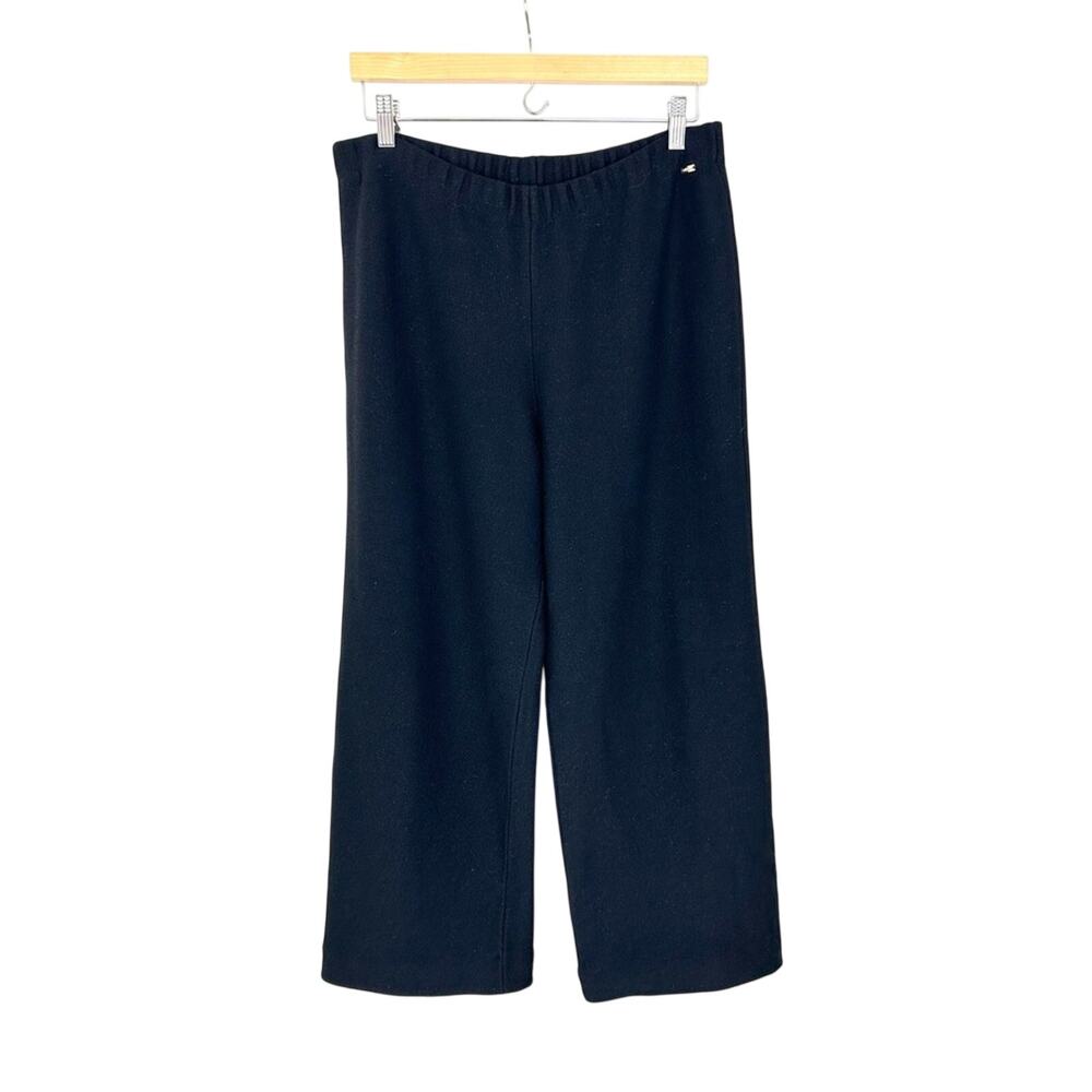 St.‎ John Knit Pant Pull On Black Shimmer Wool Blend Relaxed Fit Size Large